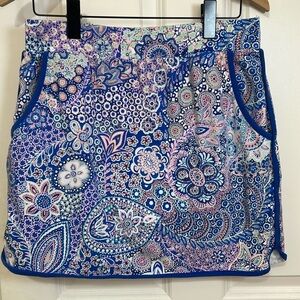 Talbots Skort blue pink paisley size large stretched shorts pocket mini